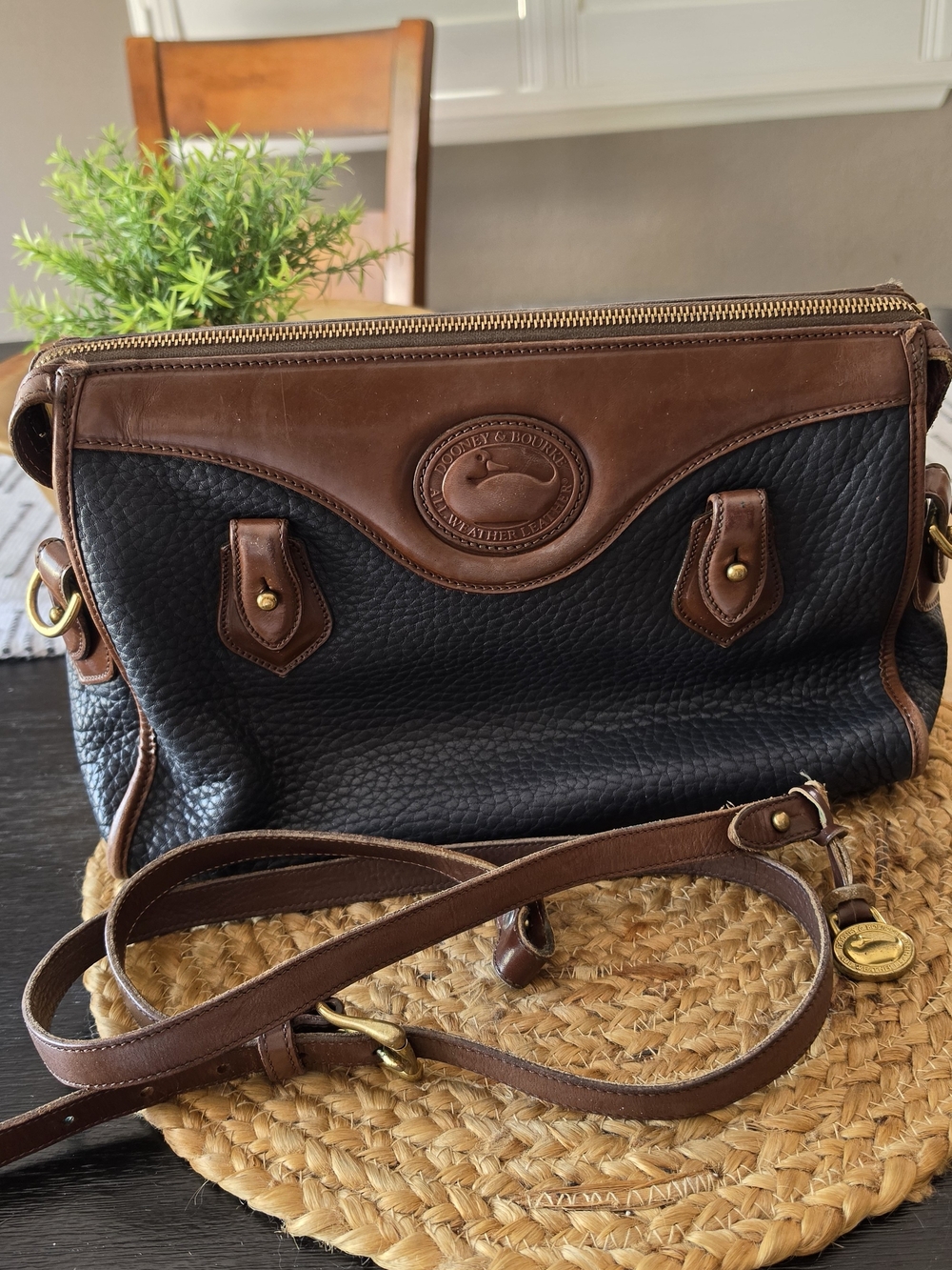 Dooney & Bourke Pebble Leather All Weather  Crossbody Bag in Black/Brown